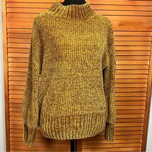 Cynthia Rowley Golden Yellow Chenille Cowl Neck Sweater